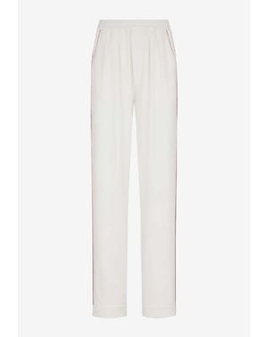 Tom Ford Silk-Blend Pj Pants With Piping - White