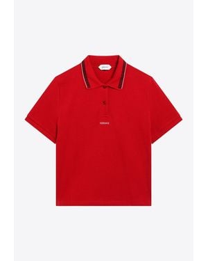 Versace Logo Piqué Polo T-Shirt - Red