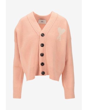 Ami Paris Ami De Coeur Buttoned Cardigan - Pink