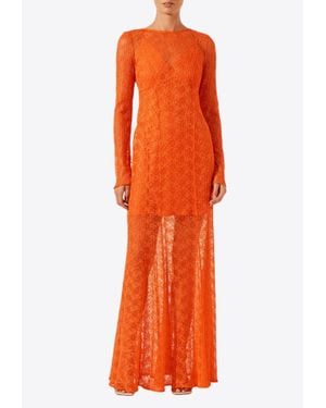 Shona Joy Sol Lace Low-Back Maxi Dress - Orange