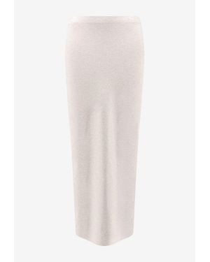 Hevò Torreuluzzo Wool Yarn Midi Skirt - White