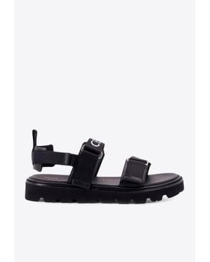 Celine Billie Strappy Logo Sandals - Black