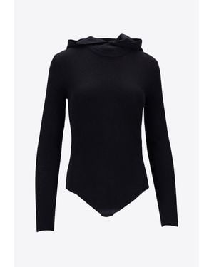 P.A.R.O.S.H. Leila Wool Ribbed Bodysuit With Hood - Blue