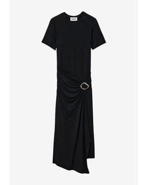 Ba&sh Galtea Draped Midi Dress - Black