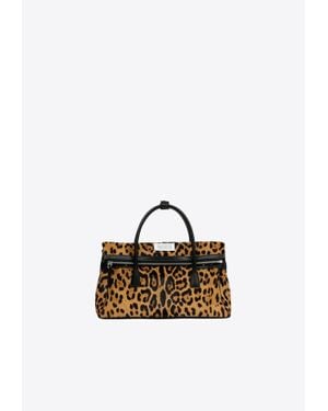 Maison Margiela 5Ac East-West Leopard Print Top Handle Bag - Brown