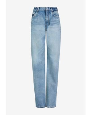 Alaïa Straight-Leg Washed Jeans - Blue