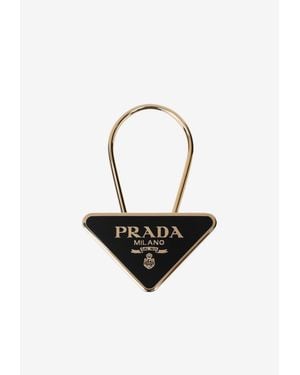Prada Triangle Logo Keychain - White