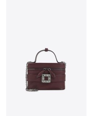 Roger Vivier Rhinestone Buckle Leather Vanity Bag - Red