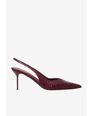 Paris Texas Lidia 70 Python Print Leather Slingback Pumps - Pink