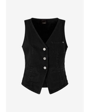 Pinko Gardener Waistcoat With Lace-Trims - Black