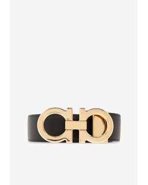 Ferragamo Reversible Gancini Leather Belt - White