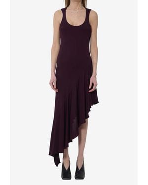 Alaïa Fluid Jersey Asymmetric Dress - Purple
