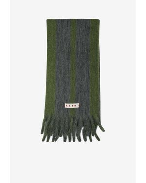 Marni Mohair-Blend Ribbed Scarf - Green