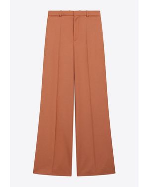 Chloé Flared Tailored Wool Pants - Brown