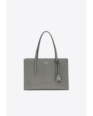 Prada Medium 1995 Re-Edition Brushed Leather Tote Bag - Grey