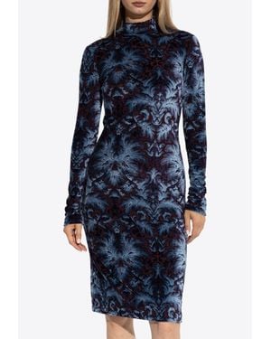 Etro Paisley Jacquard Velvet Dress - Blue