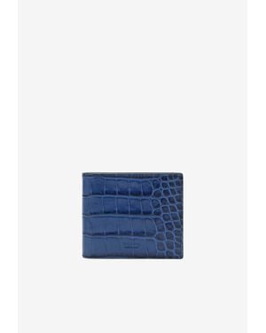 Tom Ford Crocodile-Effect Bifold Wallet - Blue
