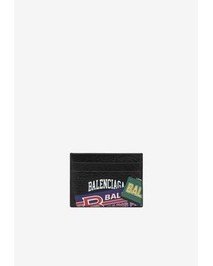 Balenciaga Bumper Stickers Leather Cardholder - Black
