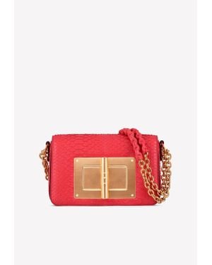 Tom Ford Medium Natalia Python Leather Bag With Turn-Lock - Orange