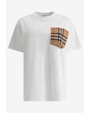Burberry Check Pocket T-Shirt - White