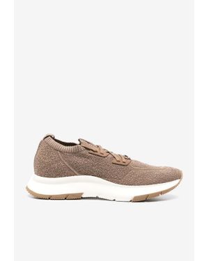 Gianvito Rossi Glover Stretch Knit Low-Top Sneakers - Brown