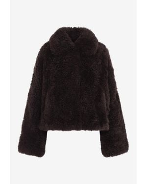 Yves Salomon Shearling Cropped Jacket - Black