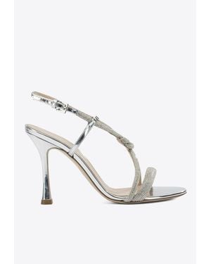 Ninalilou Mya 95 Embellished-Knot Sandals - White