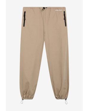 Miu Miu Elasticated Waist Straight-Leg Pants - Natural