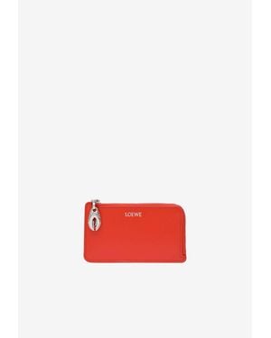 Loewe Logo-Stamp Leather Wallet - Red