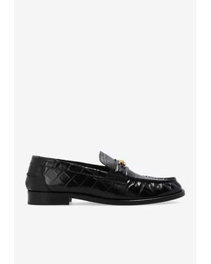 Versace Medusa Croc-Effect Leather Loafers - White