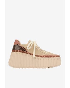 Chloé Nama Wedge Platform Sneakers - Natural