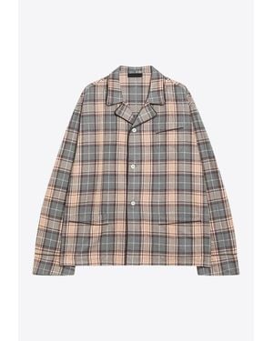 Prada Checked Long-Sleeved Shirt - Gray
