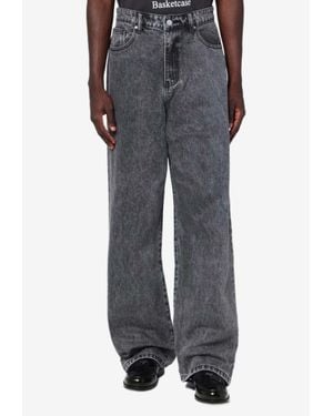 Basketcase Gallery Lax Washed Denim Baggy Pants - Gray