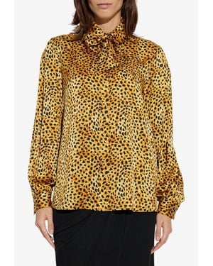 Versace Panther Print Silk Blouse - Black