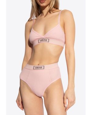 Versace Logo-Patch Bra - Pink