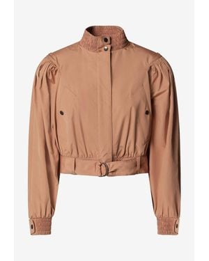 Chloé High-Neck Cropped Jacket - Natural
