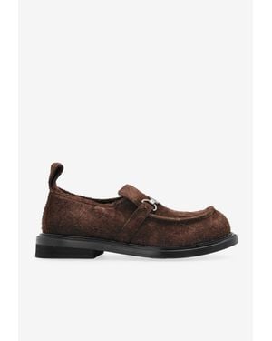 Moschino Suede Leather Penny Loafers - Brown