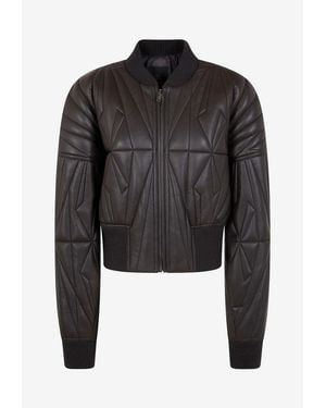 Moncler Geocamo Cropped Leather Jacket - Black