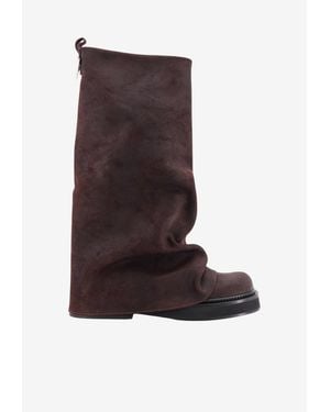 The Attico Robin Mid-Calf Suede Boots - Purple