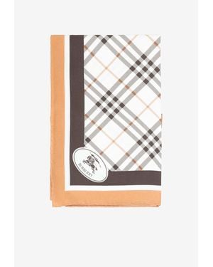 Burberry Check Silk Foulard - White