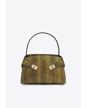Ferragamo Medium Hug Ayers-Leather Top Handle Bag - Metallic