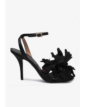 Ferragamo Ghilly 95 Flower Applique Sandals - Black
