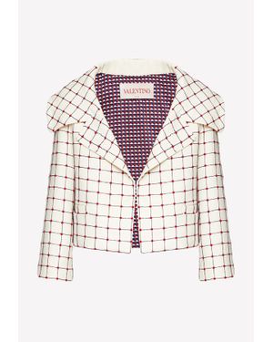 Valentino Beaded Crepe Couture Cropped Jacket - White