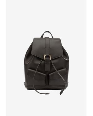Ferragamo Gancini Leather Backpack - Black