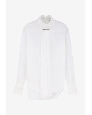 Brunello Cucinelli Long-Sleeved Blouse With Scarf - White
