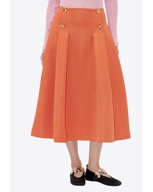 Stine Goya Flared Midi Skirt With Pleats - Orange