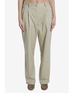 Tagliatore Straight-Leg Stitched Pants - Natural