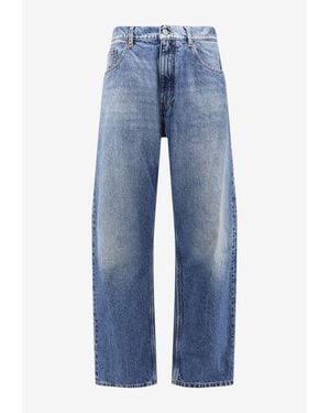MM6 by Maison Margiela Numeric Signature Tag Washed Denim Pants - Blue