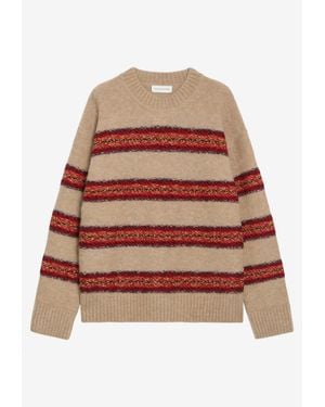 Dries Van Noten Striped Alpaca Blend Sweater - White