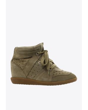 Isabel Marant Bobby Suede Wedge Sneakers - Green